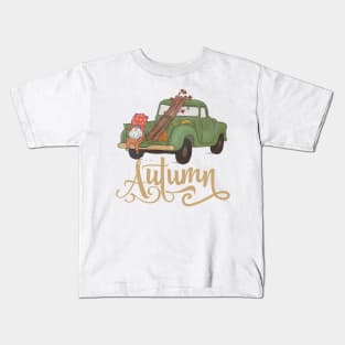 Cute Gnome In Autumn Vintage Car Gnomes Lover Kids T-Shirt